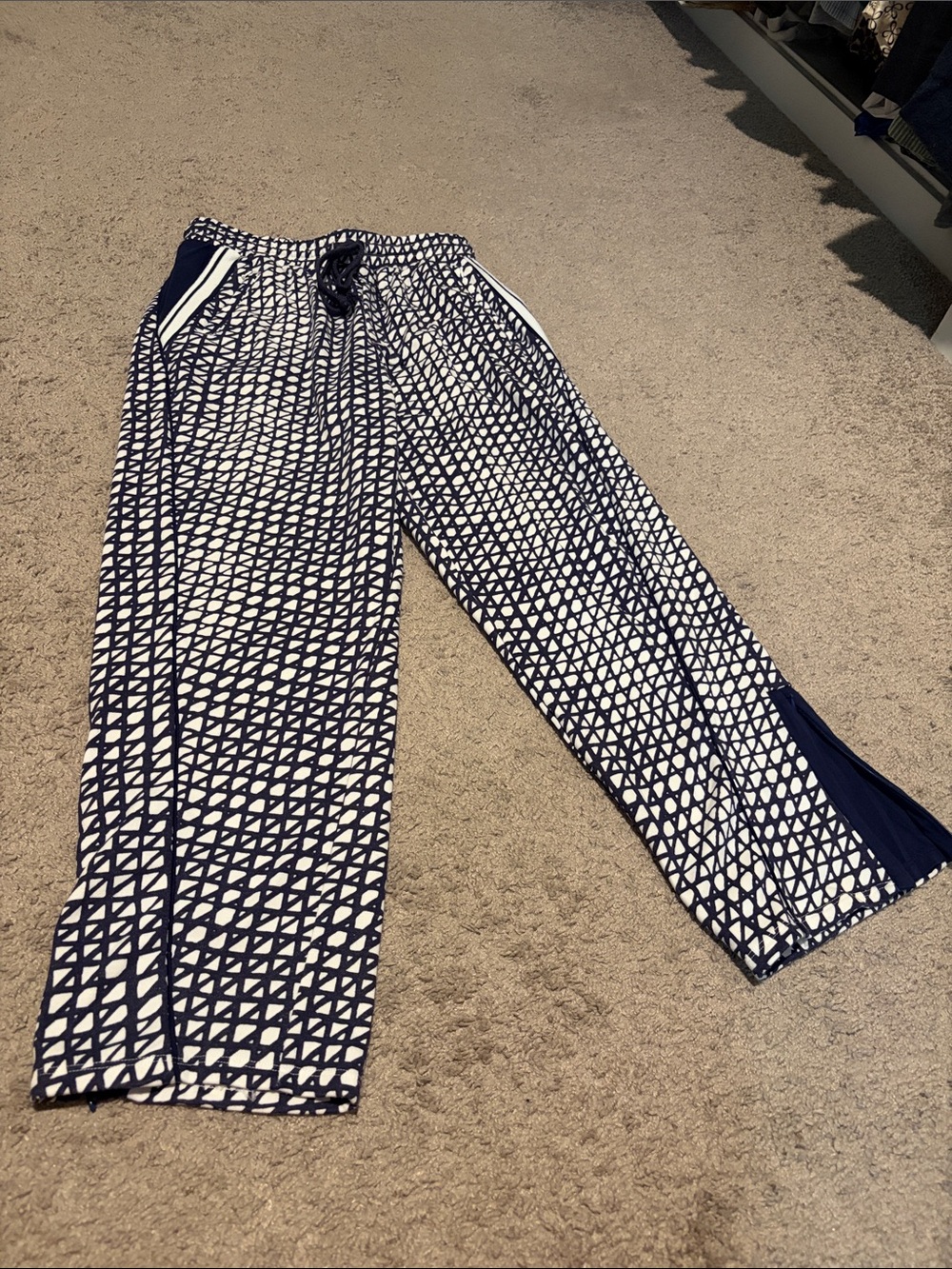 Navy & White Geometric Men’s Drawstring Pants